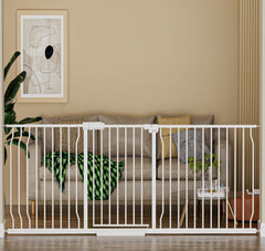 HOOOEN Extra Wide Baby Gate in doorway provides safe passage with one-handed operation