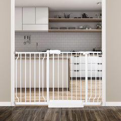 HOOOEN extra wide gate extended width enables easy walk-through passage with baby.