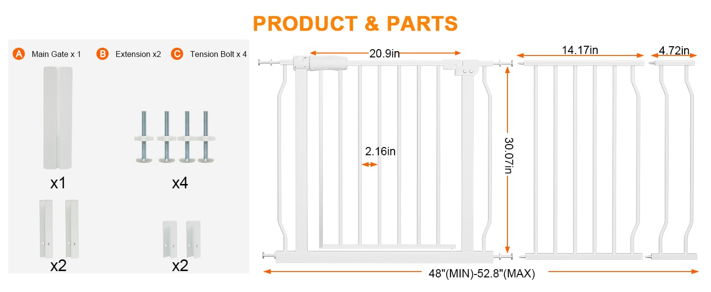 HOOOEN pressure-mounted gate demonstrates tool-free installation in minutes.