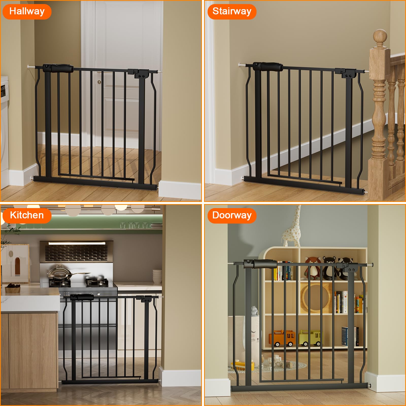 HOOOEN gate durable construction ensures reliable protection for kids and pets alike.