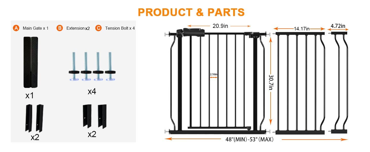 HOOOEN pressure-mounted gate enables quick, drill-free installation for temporary safety