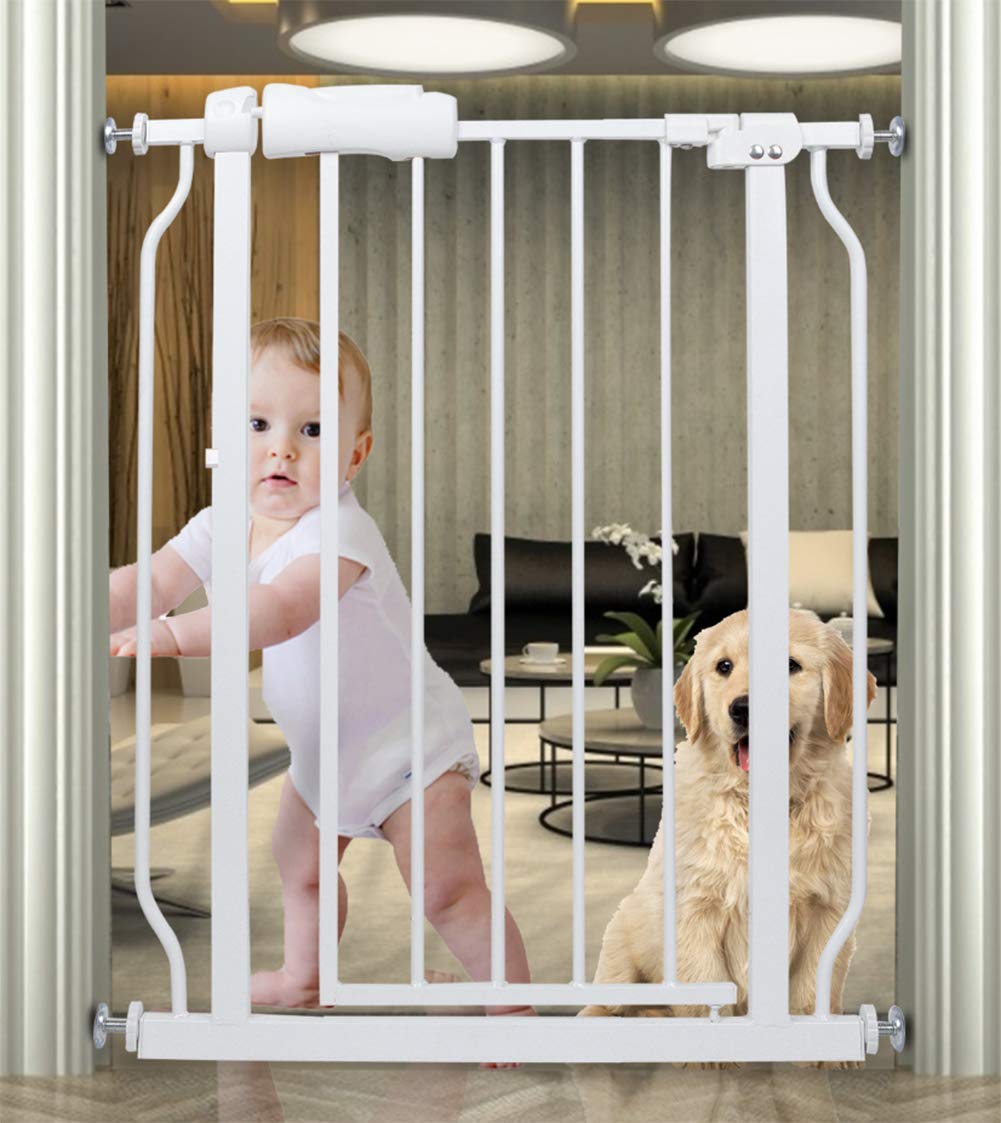 HOOOEN small narrow baby gate assembly demonstrates tool-free setup for doorways.