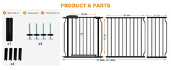 HOOOEN wide gate installation demonstrates pressure-mounted setup without drilling.