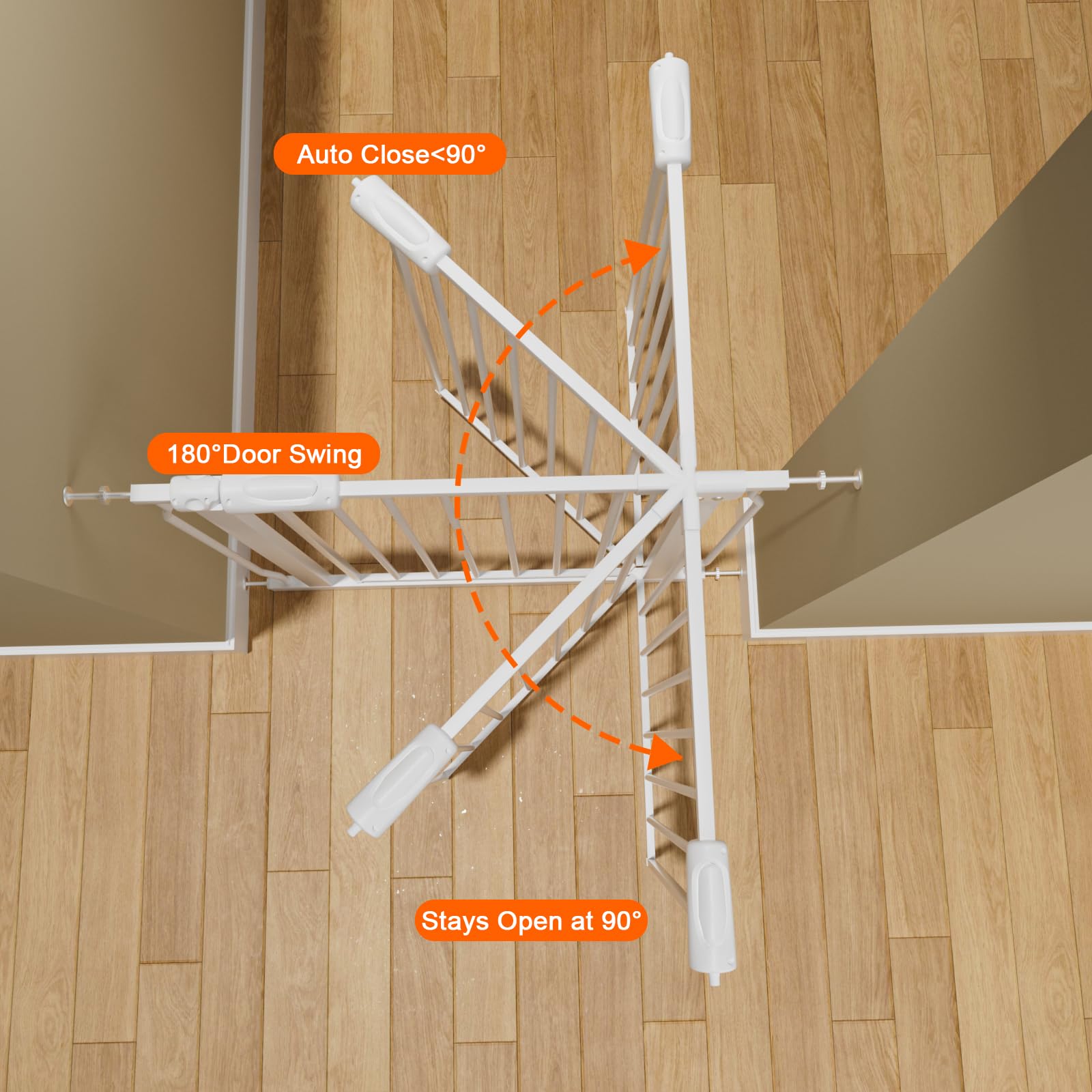 HOOOEN wide baby gate heavy-duty steel frame highlights durability.