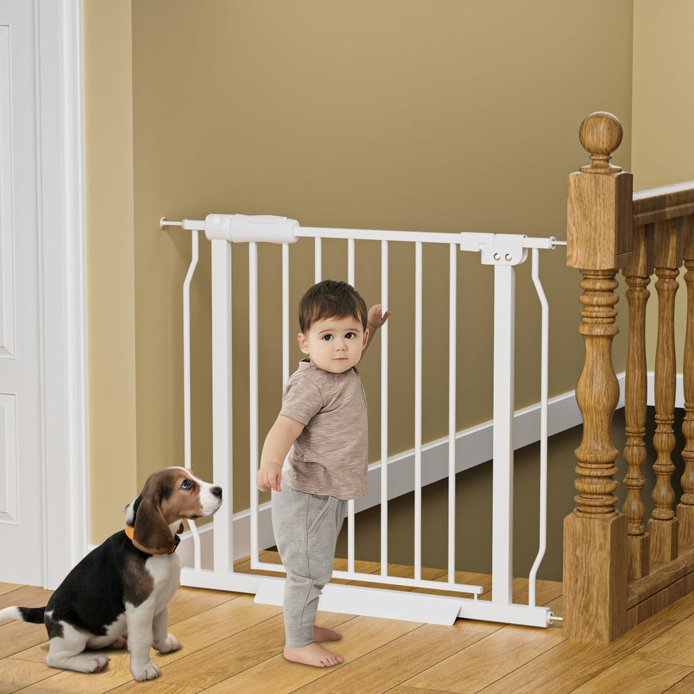 HOOOEN tool-free installation shown on stairs and doorways