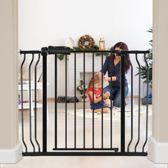 HOOOEN wide baby gate on stairs provides a safe boundary for kids