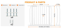 HOOOEN Wide Baby Gate extended to fit wider stair opening