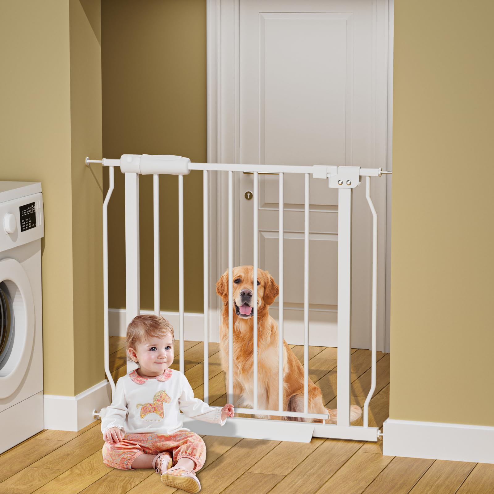HOOOEN wide baby gate 43.5-48 inch width accommodates larger openings.