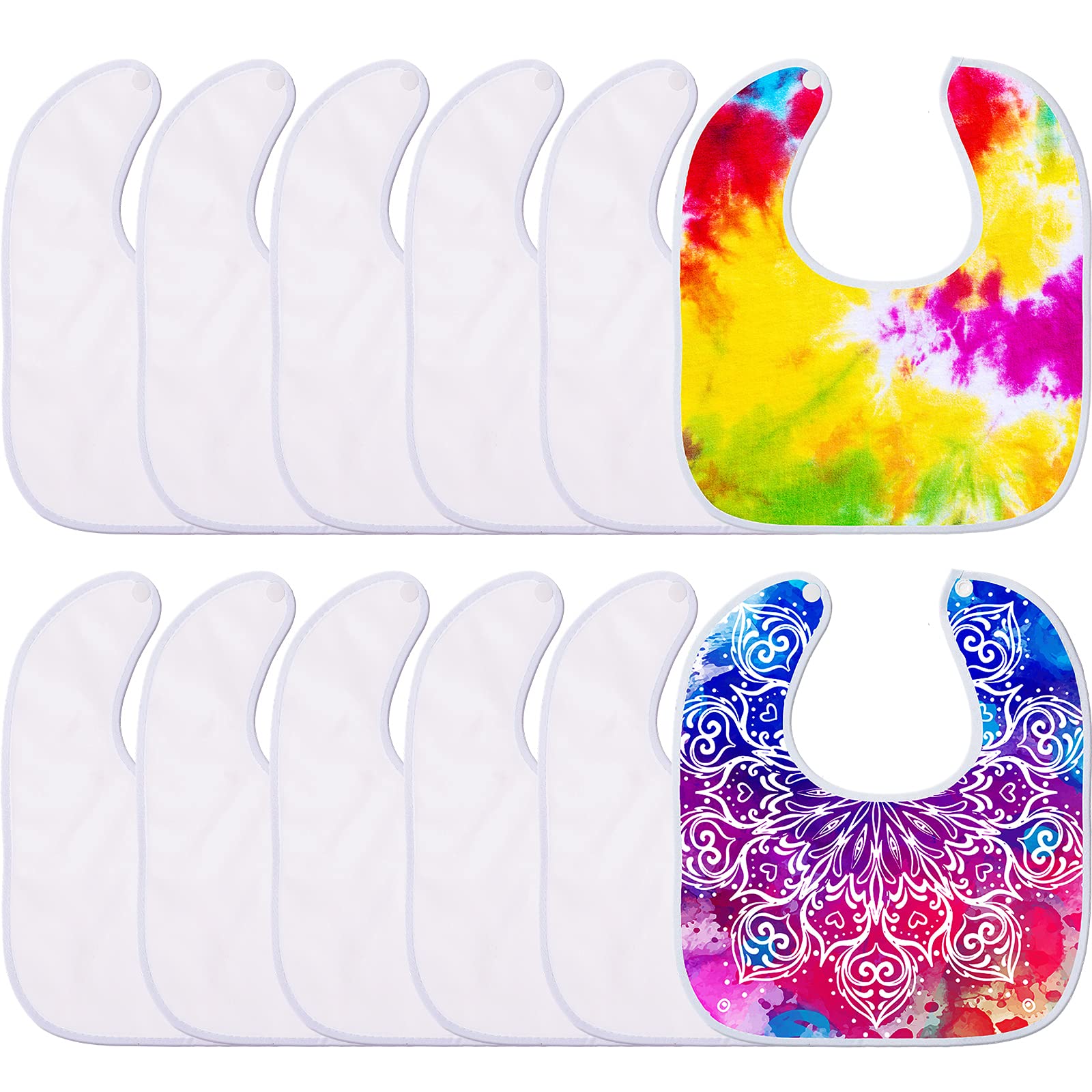 HooLing baby bib with snap closure white, quick wear and removal.