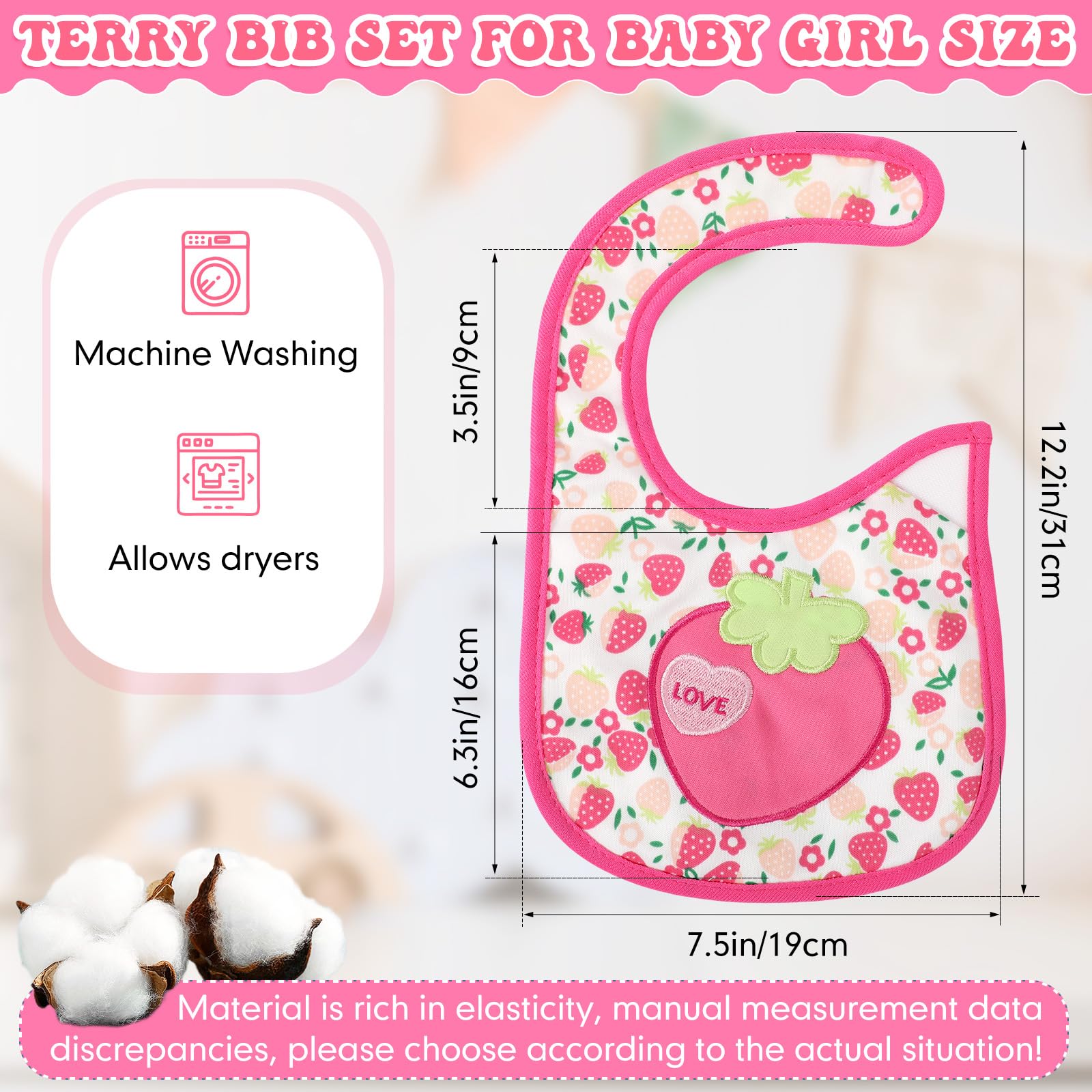 HooLing bib front close-up with soft cotton-polyester fabric for gentle skin contact.