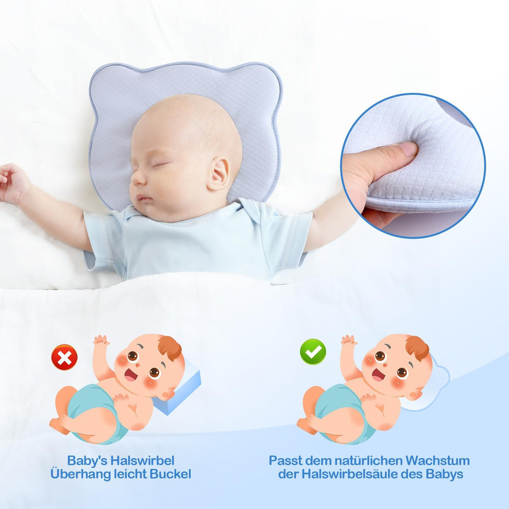 Hoovcmg baby pillow hole-centered design demonstrates centered head positioning.