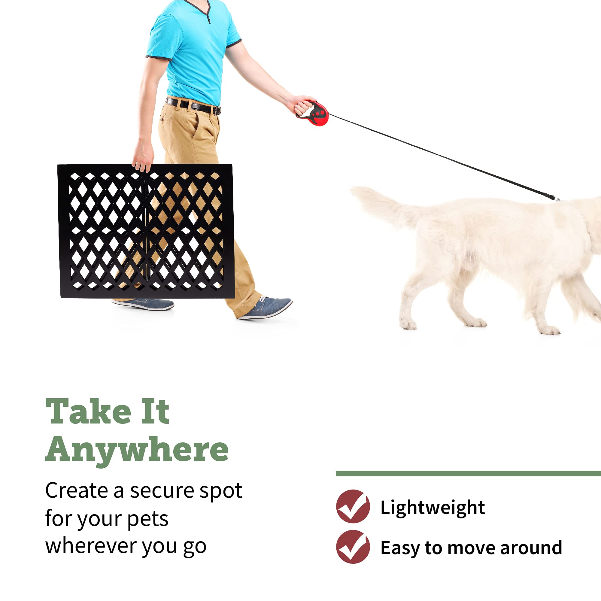 Hoovy gate ready-to-use with no assembly required for quick setup.