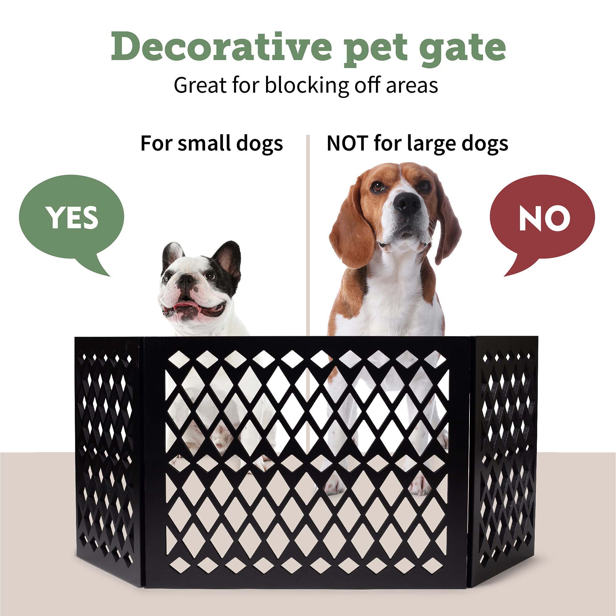 Hoovy folding gate folded for compact storage under a bed or in a cabinet.