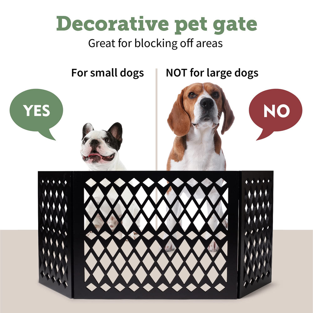 Hoovy folding gate folded for compact storage under a bed or in a cabinet.