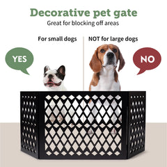 Hoovy folding gate folded for compact storage under a bed or in a cabinet.