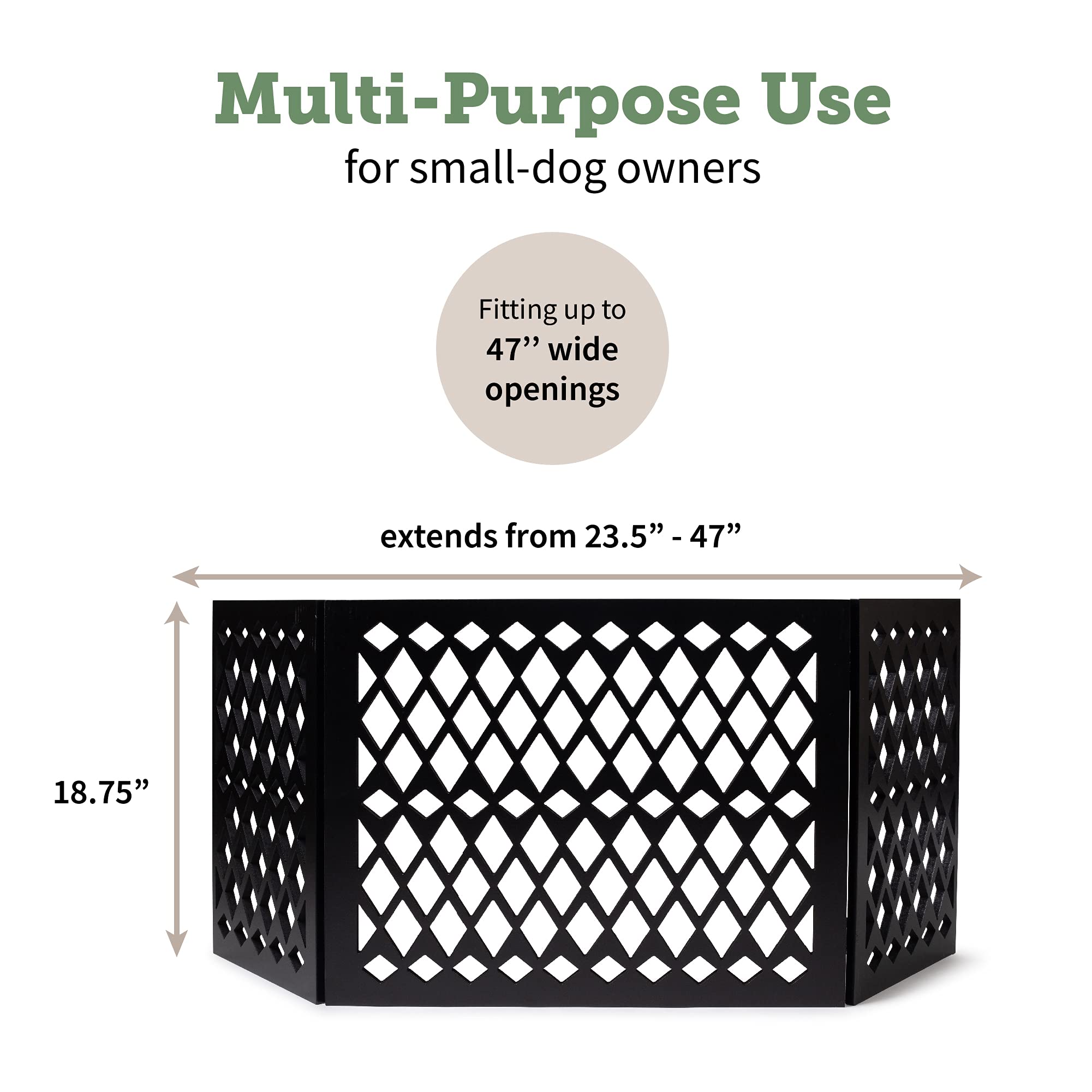 Hoovy free-standing pet gate folded under-bed storage showcases space-saving design.