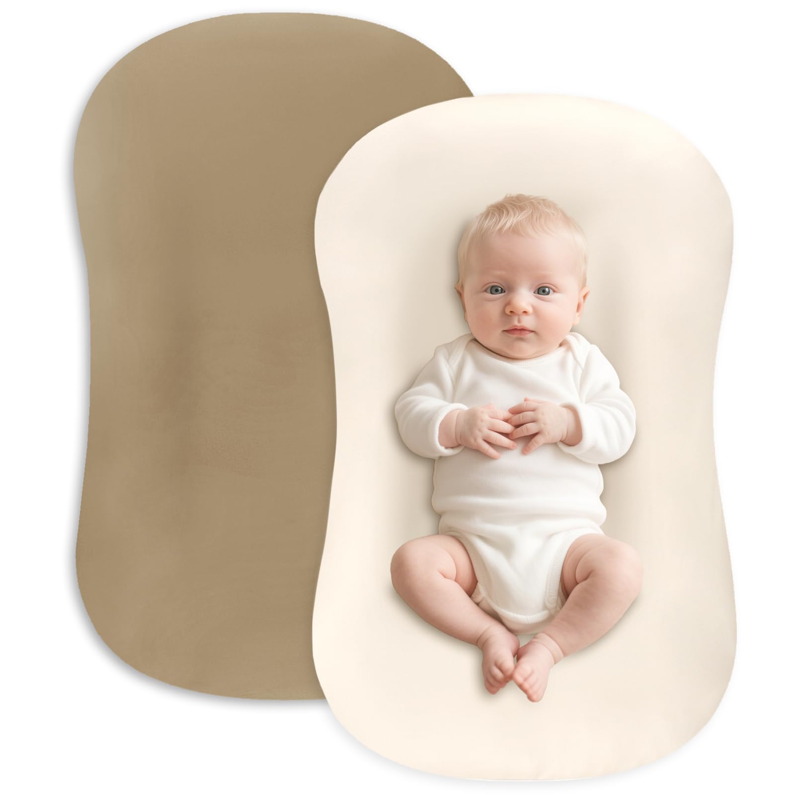 Hooyax baby lounger cover front view shows ultra-soft fabric for cozy newborn lounging.