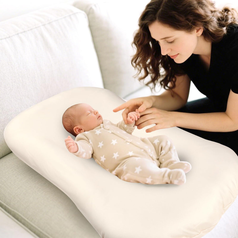 Hooyax baby lounger cover brown beige close-up highlights durable fabric and color.
