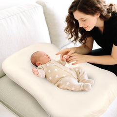 Hooyax baby lounger cover brown beige close-up highlights durable fabric and color.