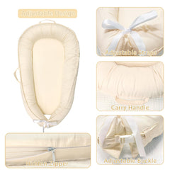 Hooyax lounger cover beige showing buckle and adjustable straps for a secure fit