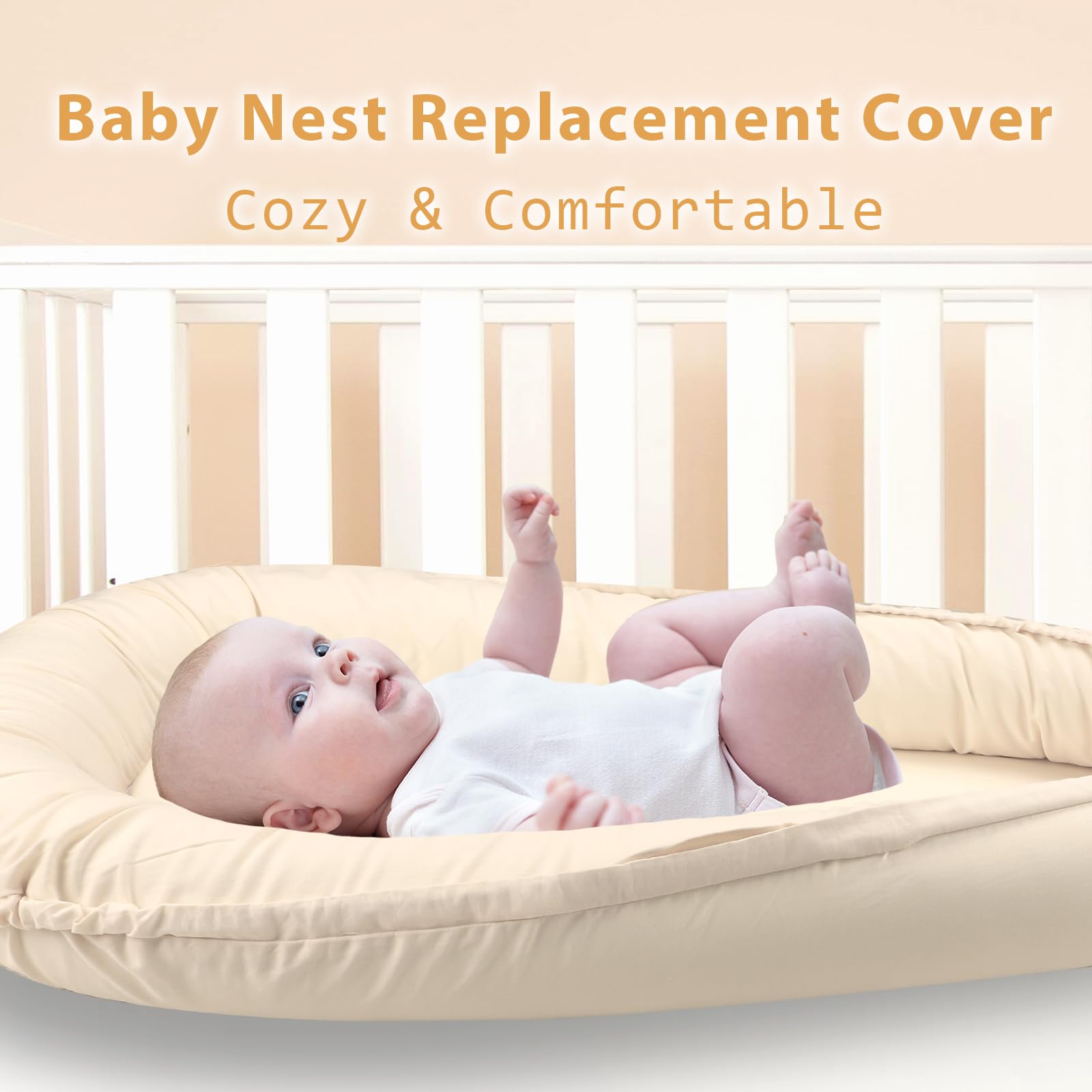 Hooyax baby lounger cover beige easy install and removal for quick changes