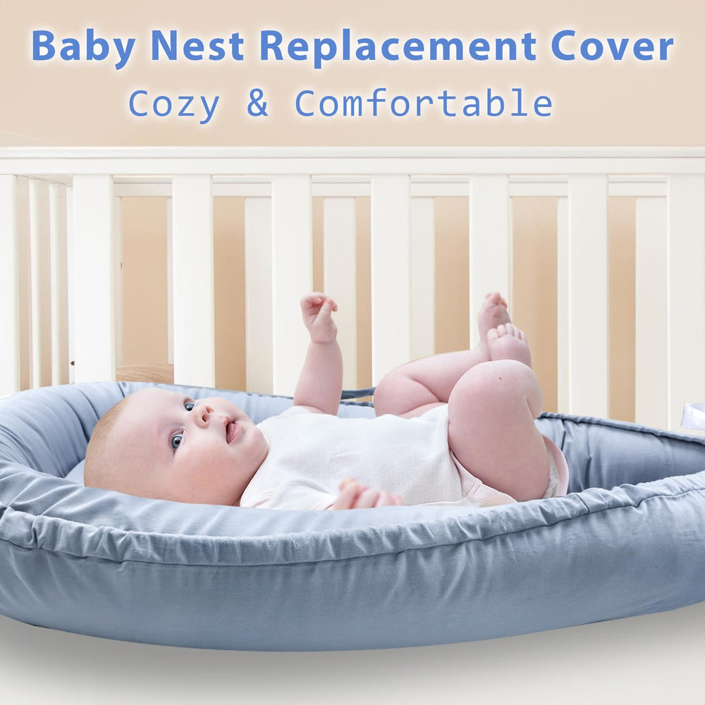 Hooyax baby lounger cover blue easy-install design makes swapping covers quick.