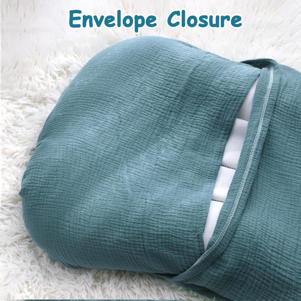 Hooyax baby lounger cover blue grey envelope closure in action
