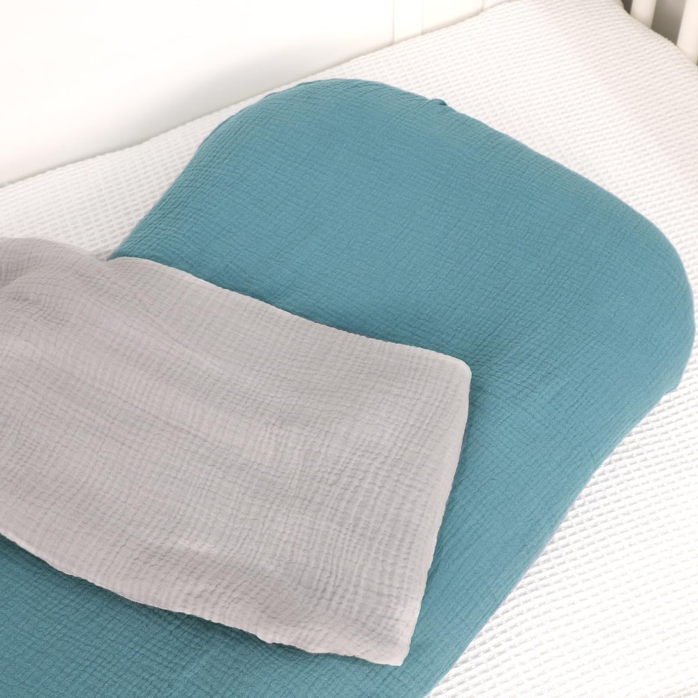 Hooyax baby lounger cover blue grey soft texture after washes