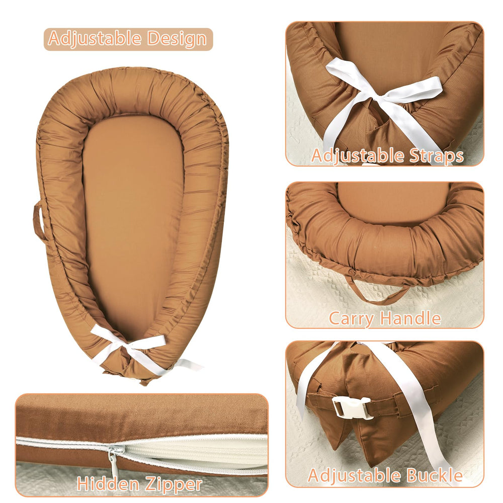Hooyax baby lounger cover brown buckle and strap for adjustable fit