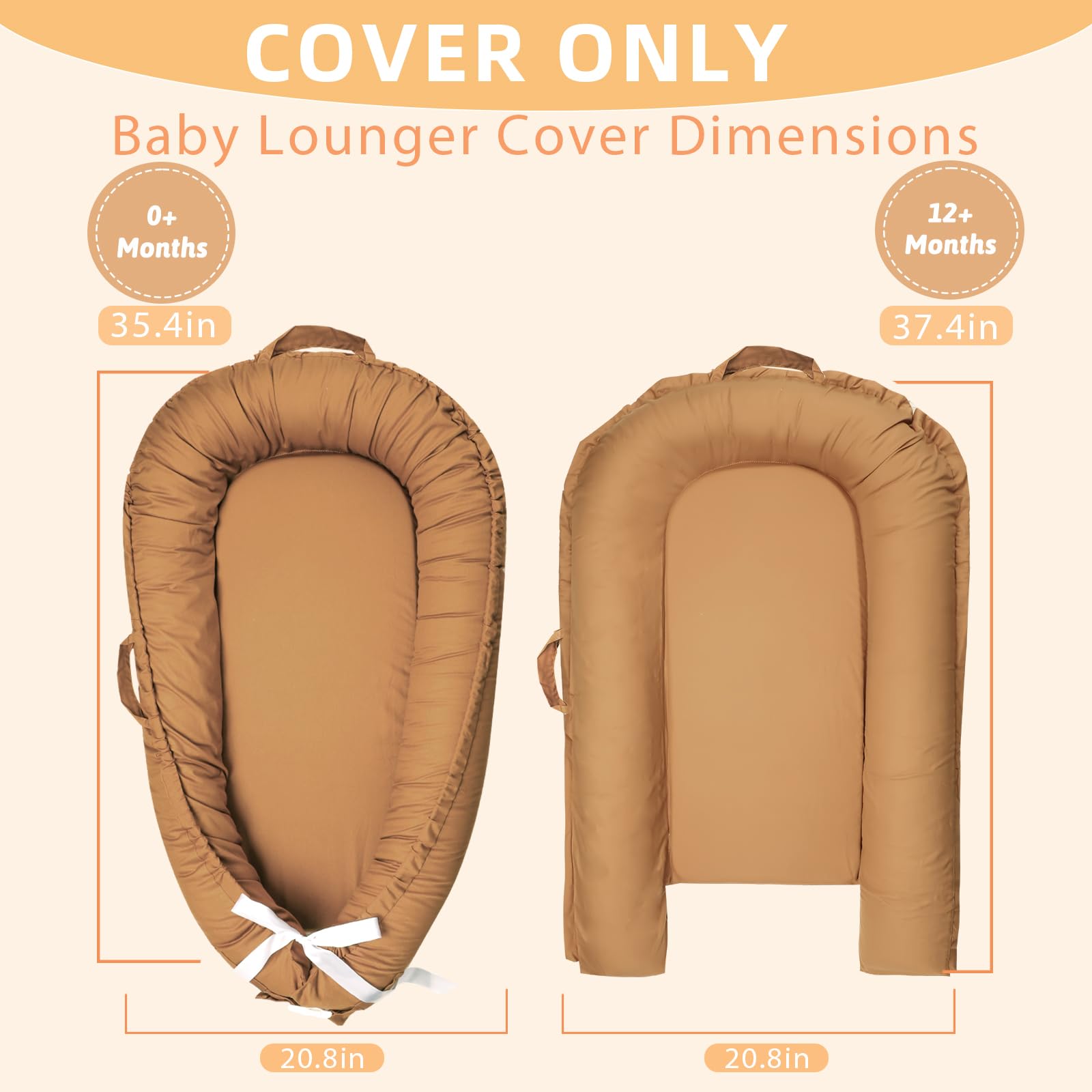 Hooyax baby lounger cover brown with head handles for easy carrying