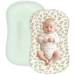 Hooyax baby lounger cover with green leaf pattern offering cozy skin-friendly comfort.