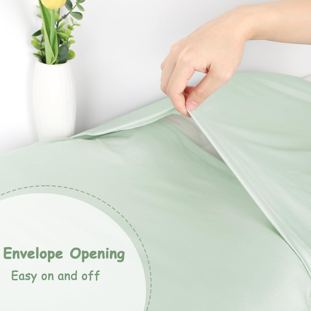 Hooyax green-leaf cover emphasizes durable, machine-washable fabric for busy families.
