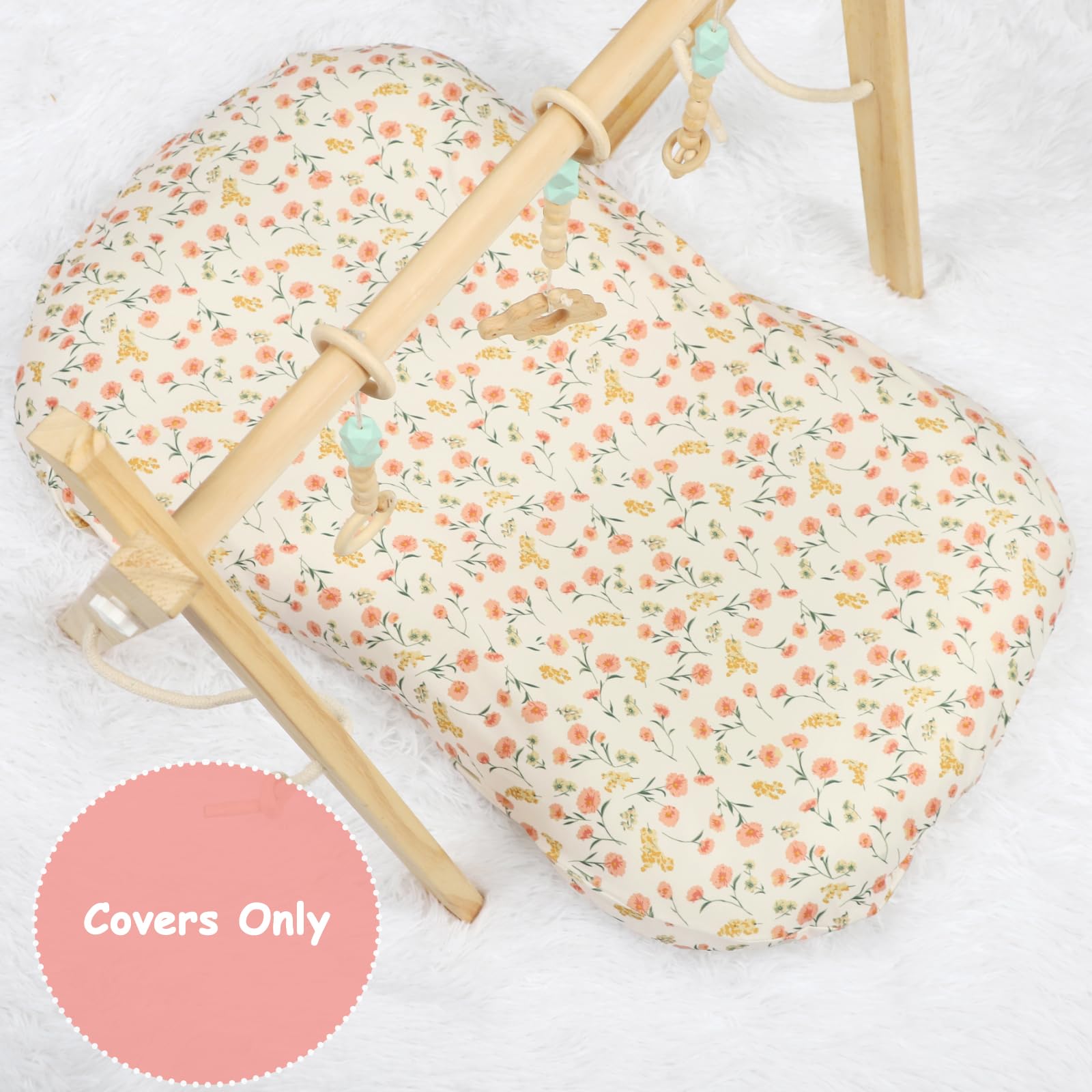 Hooyax baby lounger cover on Snuggle Me demonstrates universal fit and slip-free use.