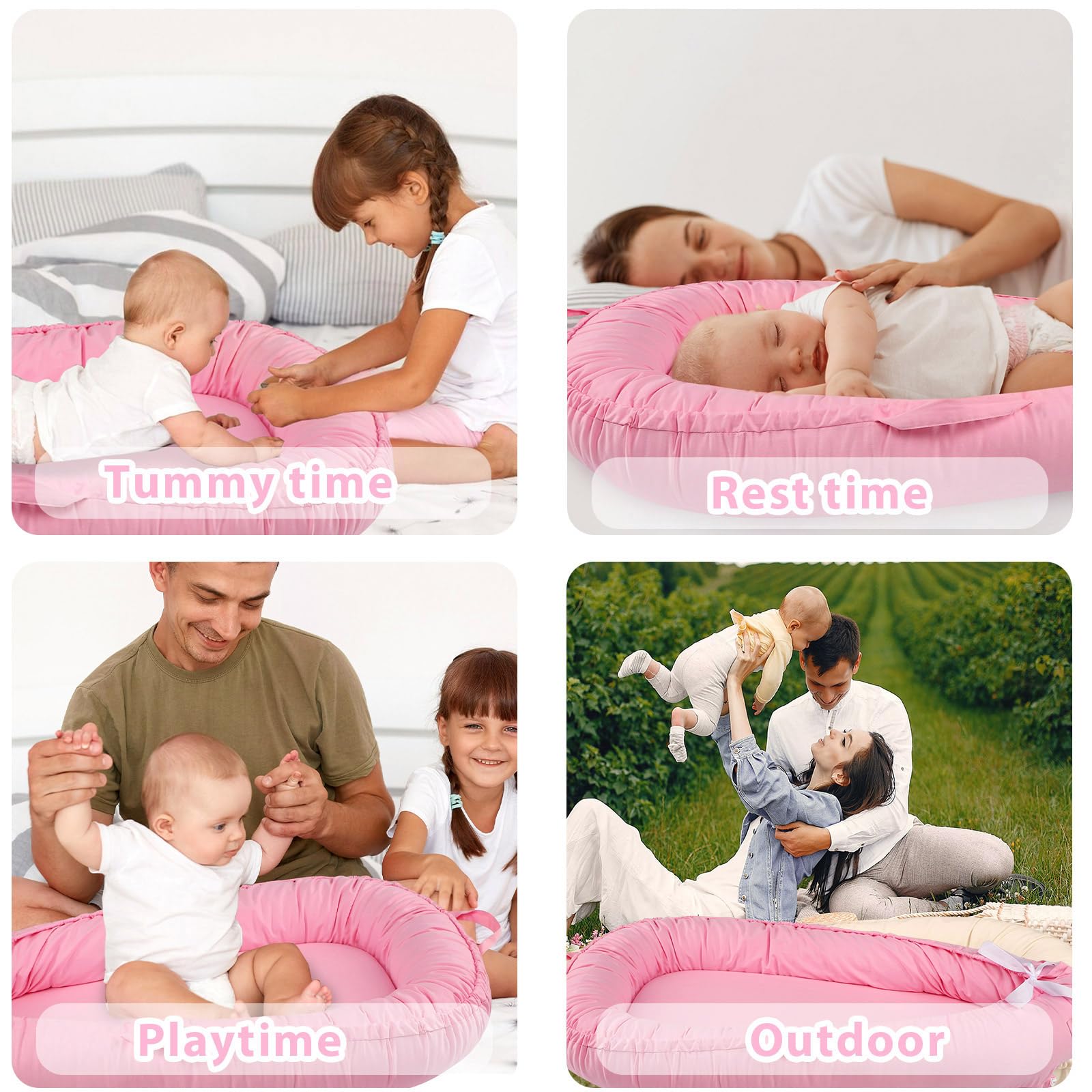 Hooyax pink baby lounger cover as a thoughtful gift for new parents.