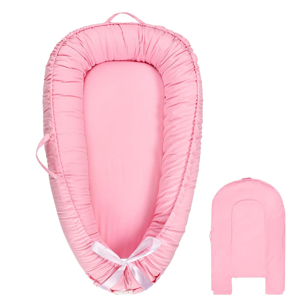Hooyax baby lounger cover pink soft cotton for gentle newborn comfort and breathability.