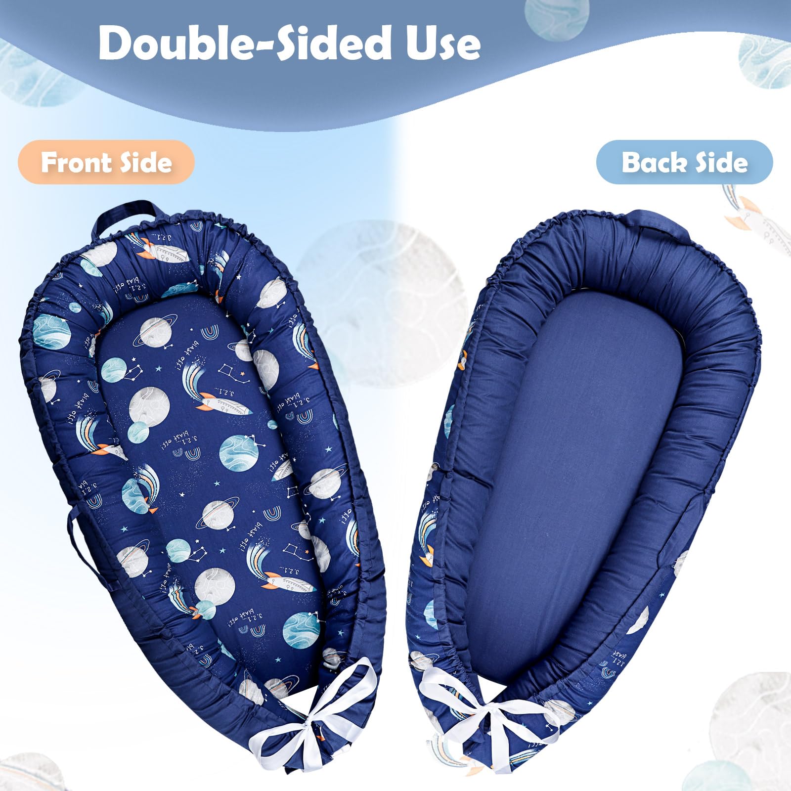 Hooyax baby lounger cover portable handles for easy transport.