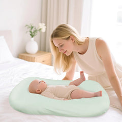 Hooyax universal-fit slipcover on Snuggle Me-style lounger demonstrates secure, easy changes.