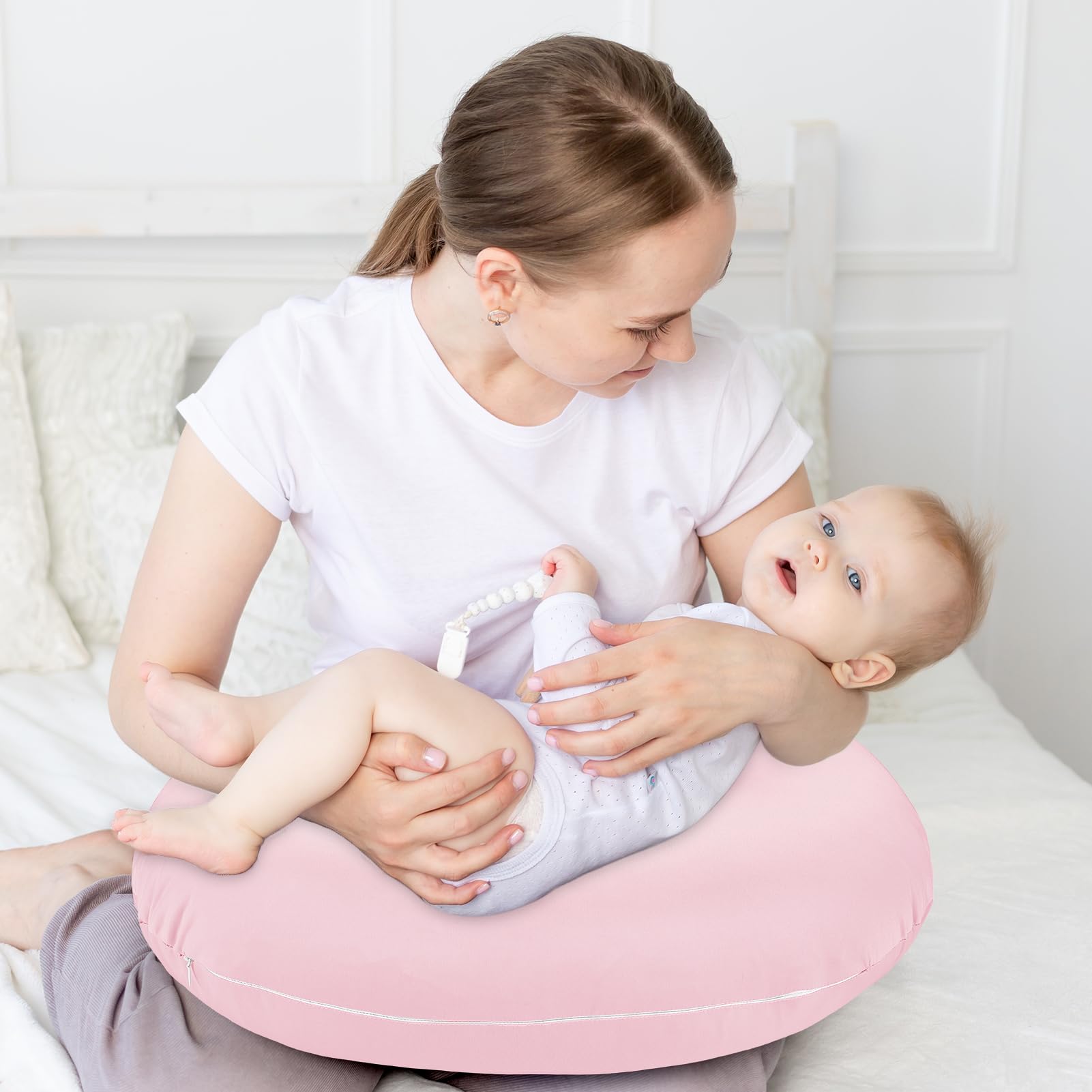 Hooyax baby nursing pillow cover pink machine-wash friendly fabric stays soft
