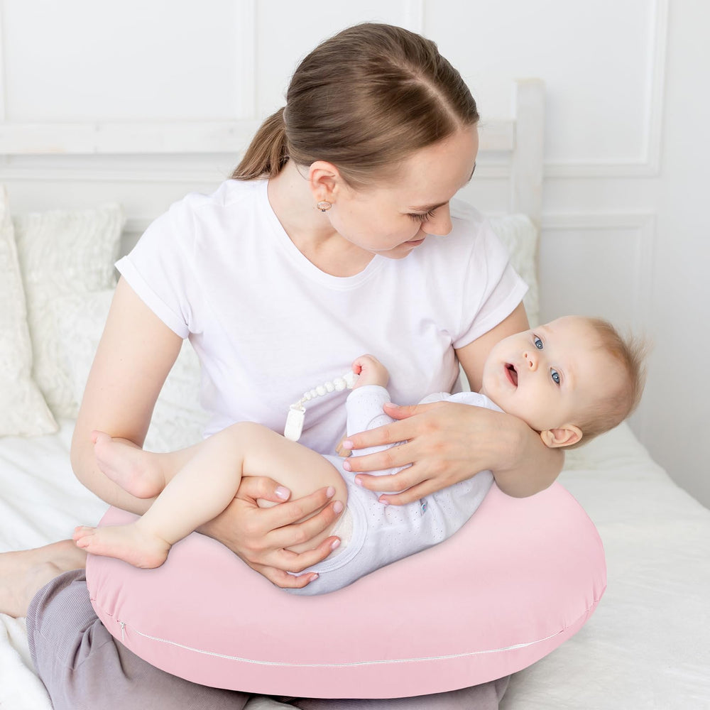 Hooyax baby nursing pillow cover pink machine-wash friendly fabric stays soft