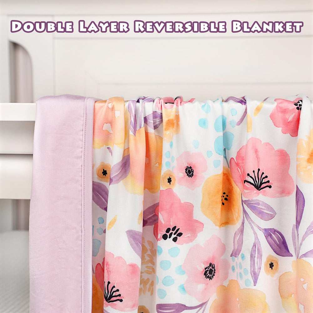 Hooyax baby swaddle purple flower in stroller — on-the-go cover for shade or warmth.