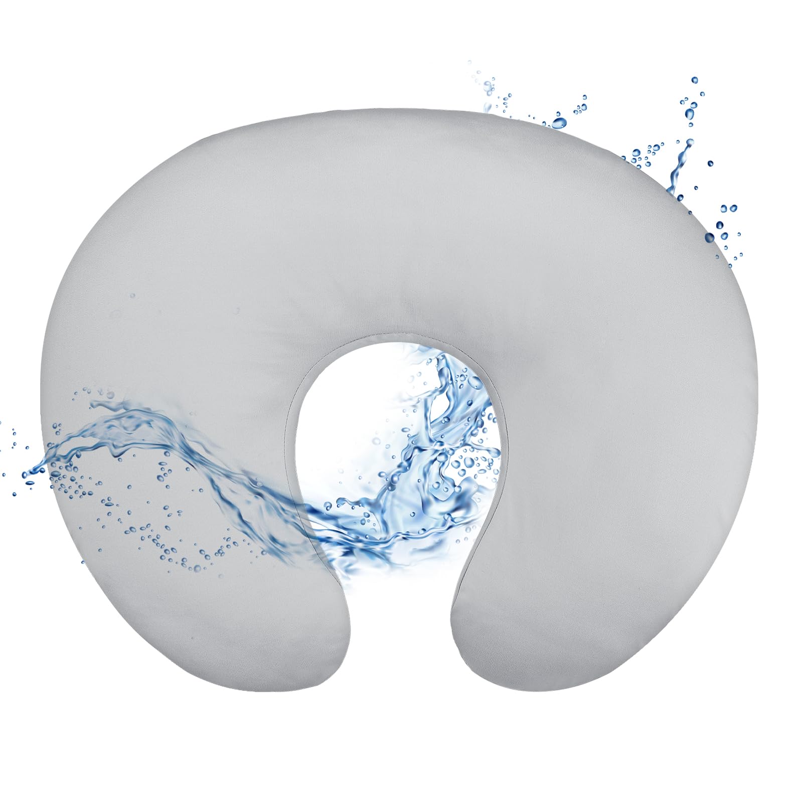 Hooyax baby waterproof nursing pillow cover close-up highlighting water resistance for easy cleaning.