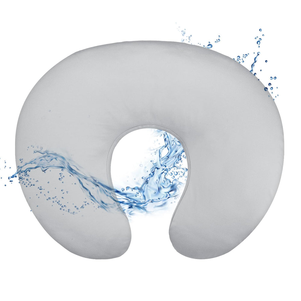 Hooyax baby waterproof nursing pillow cover close-up highlighting water resistance for easy cleaning.