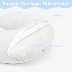 Hooyax Baby Waterproof Nursing Pillow Cover stretchy fit shown on pillow for easy slip-on.