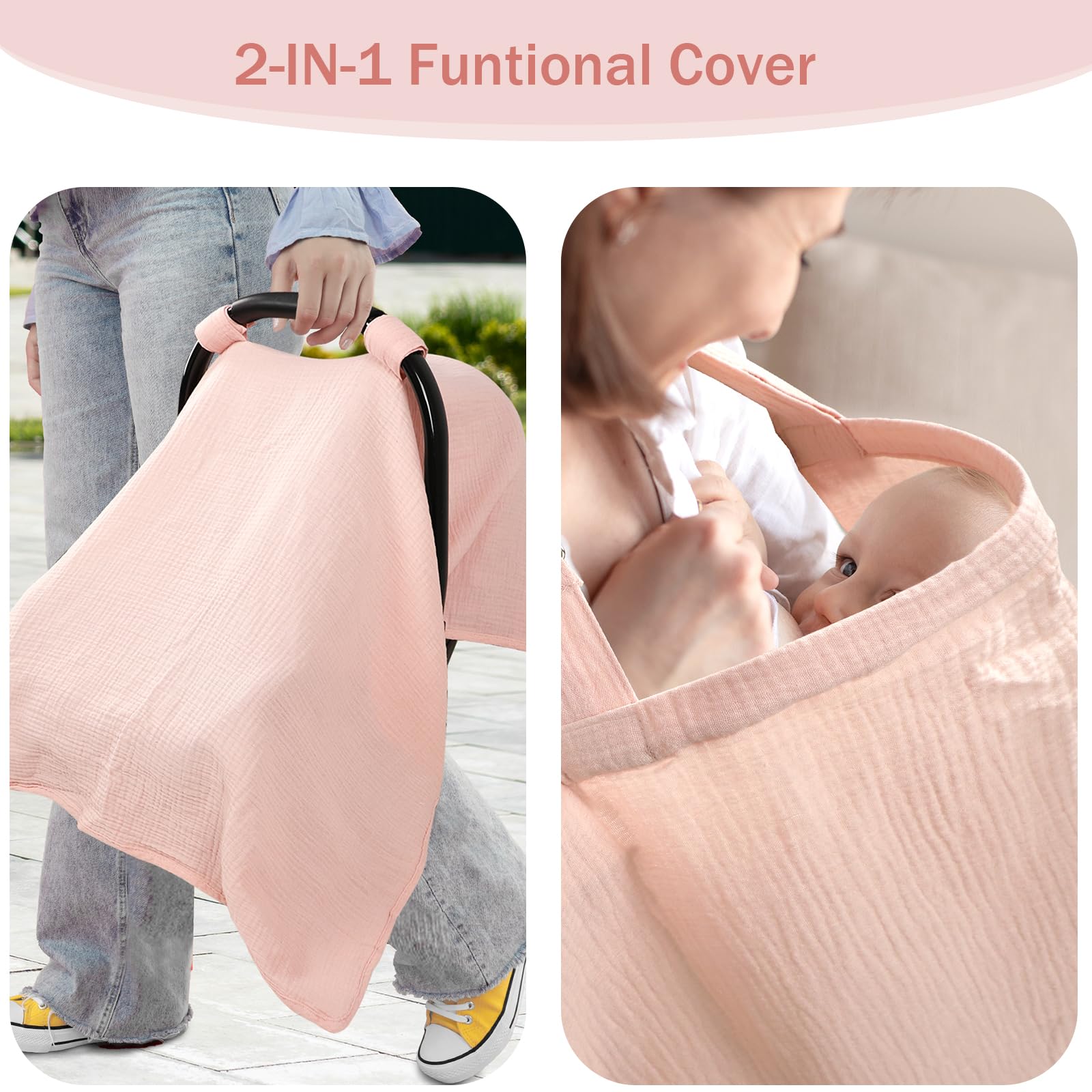 Hooyax breathable muslin fabric showcases airy comfort for baby during rides.