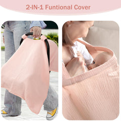Hooyax breathable muslin fabric showcases airy comfort for baby during rides.