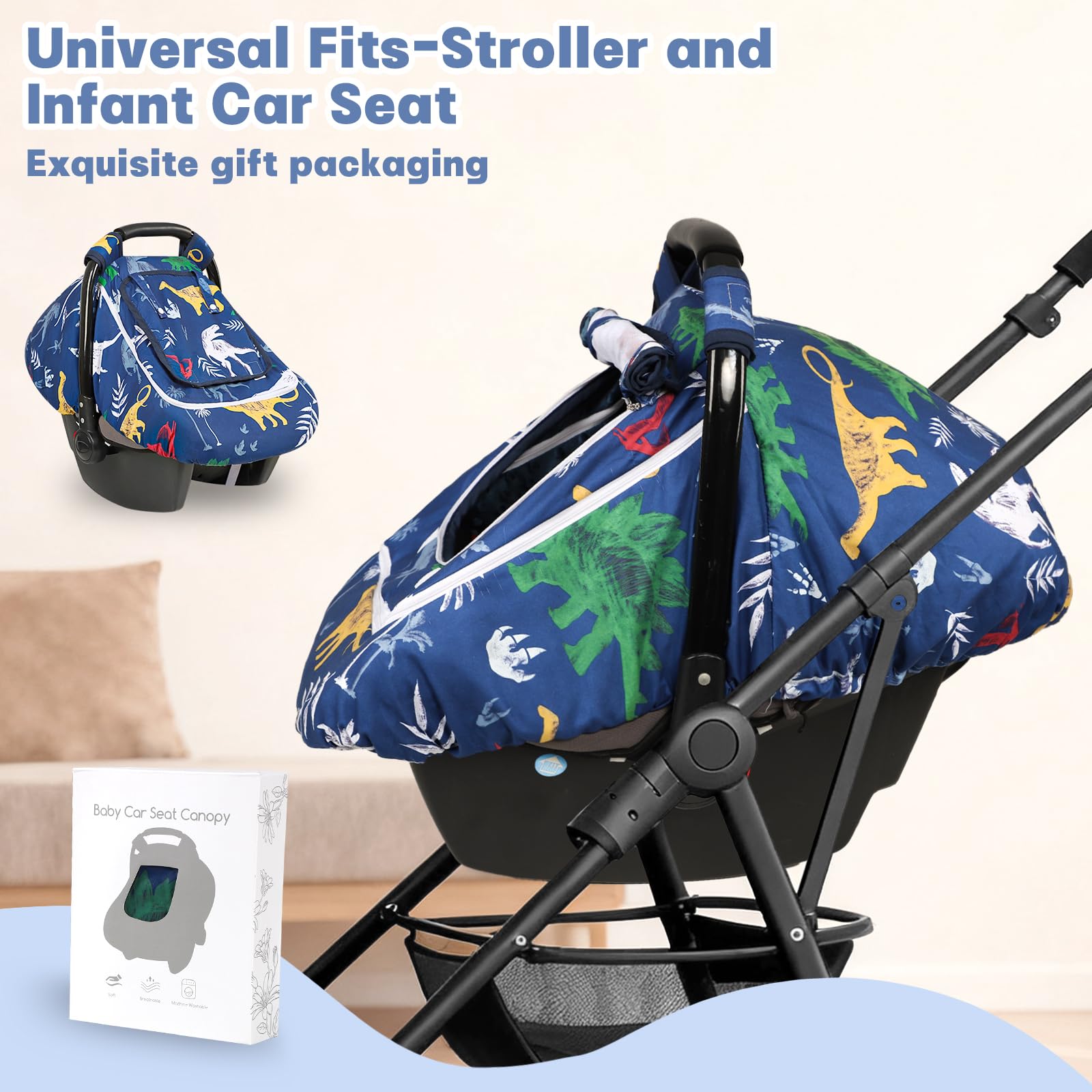 Hooyax dinosaur car seat cover provides full coverage for privacy and sun protection