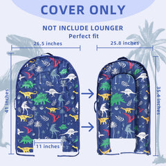 Hooyax Dinosaur lounger cover with adjustable buckle for a snug fit.