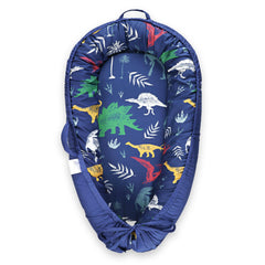 Hooyax Dinosaur lounger cover close-up shows soft cotton fabric for baby comfort.