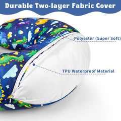 Hooyax dinosaur-pattern nursing cover on pillow with playful design