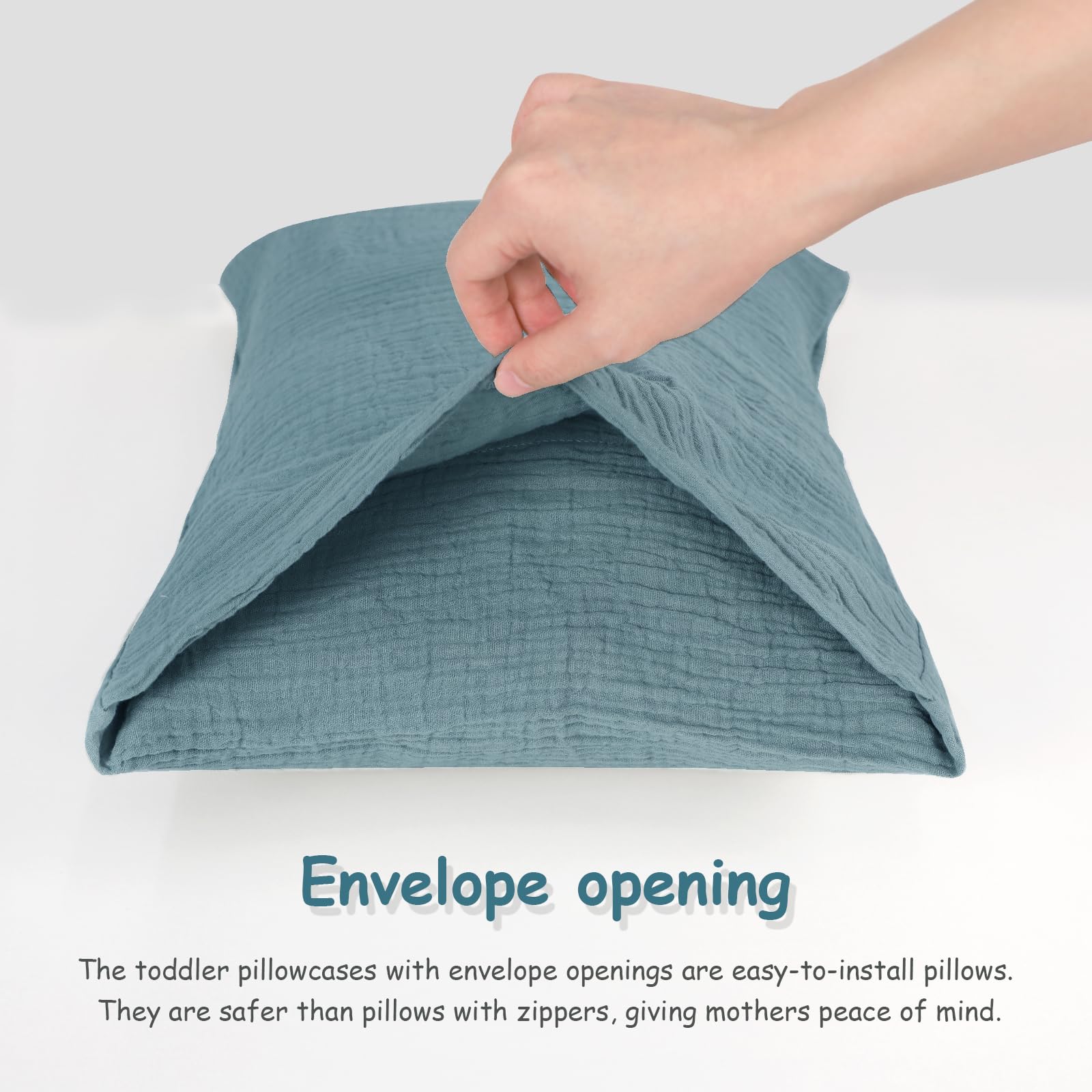 Hooyax 13x18 14x20 pillow fit showing snug coverage on toddler pillow